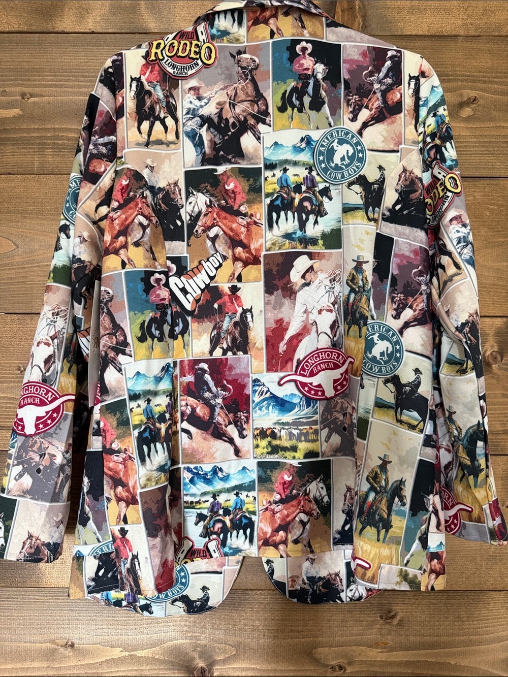 Nylon Patchwork Rodeo Print Blazer - Multicolor - Picture 7 of 8